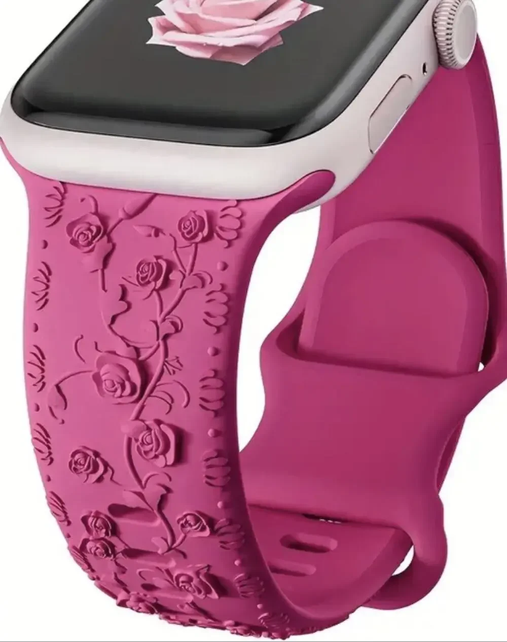 Floral Engraved Design Apple Watch Bands 42mm 44mm 45mm 49mm